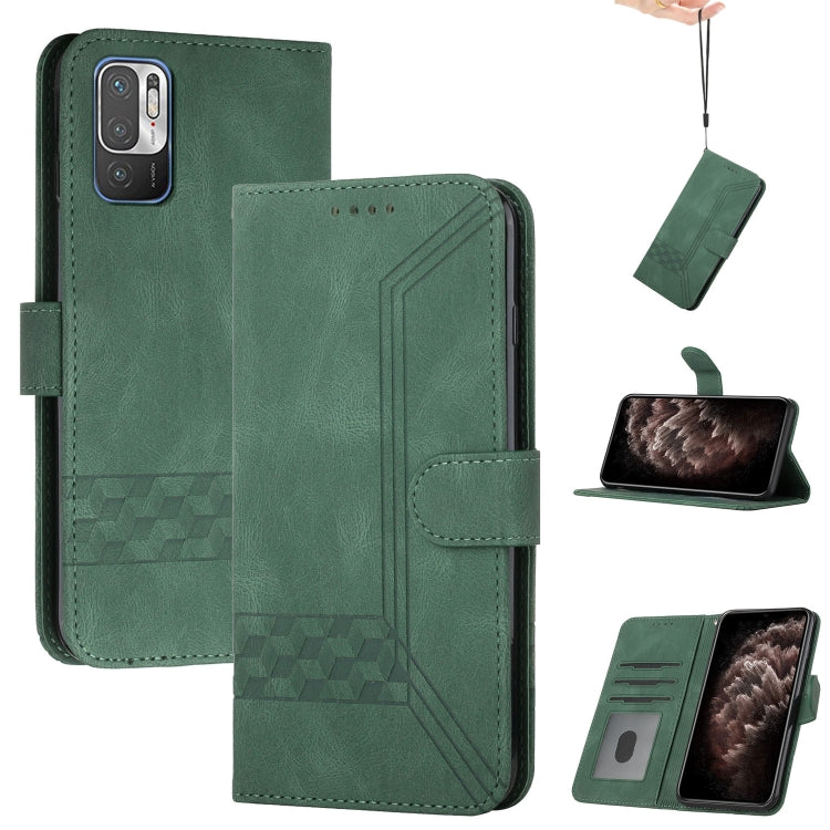 For Xiaomi Redmi Note 10 5G Cubic Skin Feel Flip Leather Phone Case