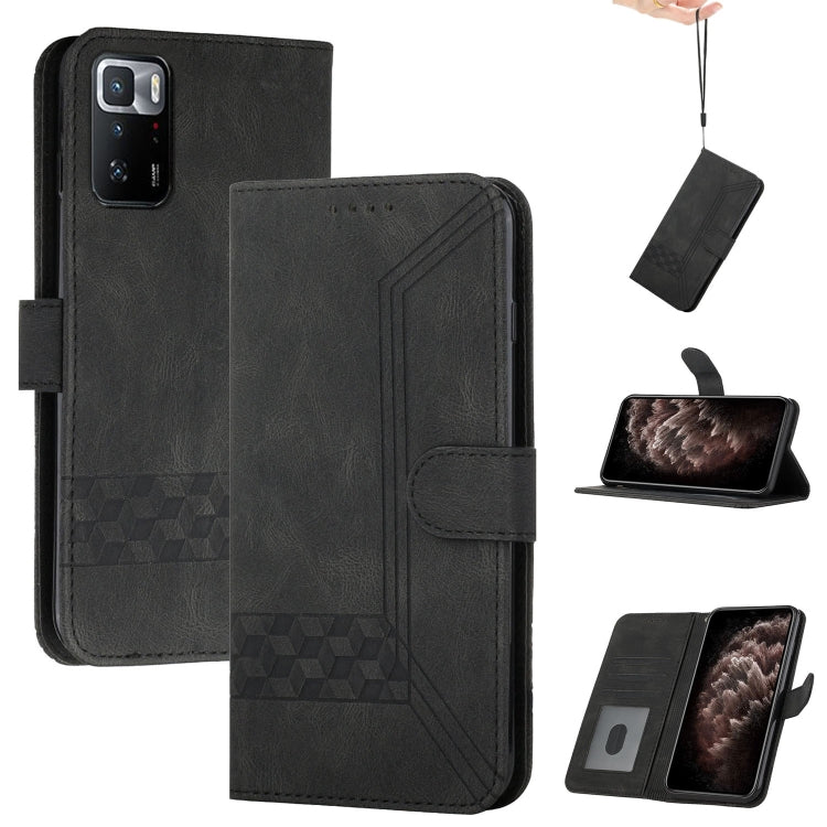 For Xiaomi Redmi Note 10 Pro 5G Cubic Skin Feel Flip Leather Phone Case