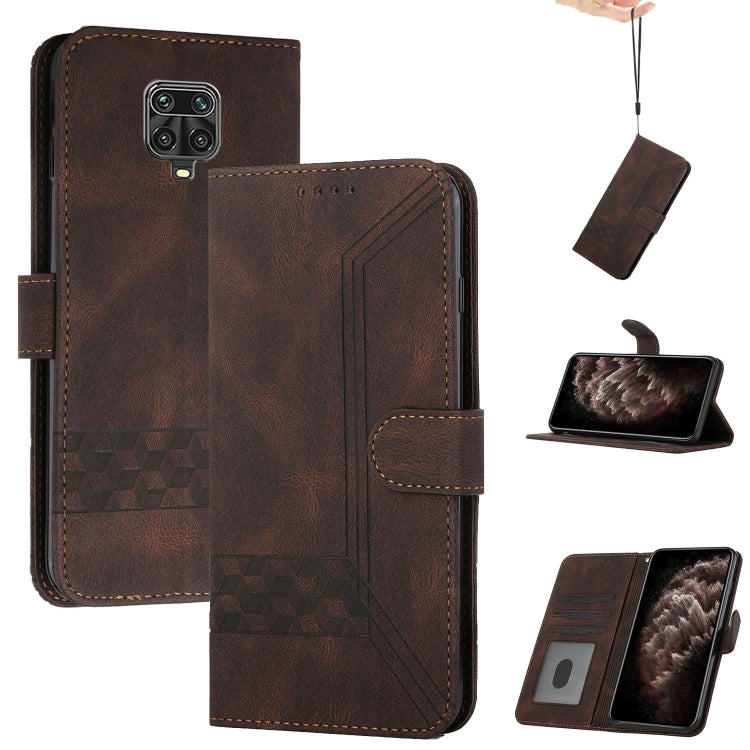 For Xiaomi Redmi Note 9 Pro Cubic Skin Feel Flip Leather Phone Case