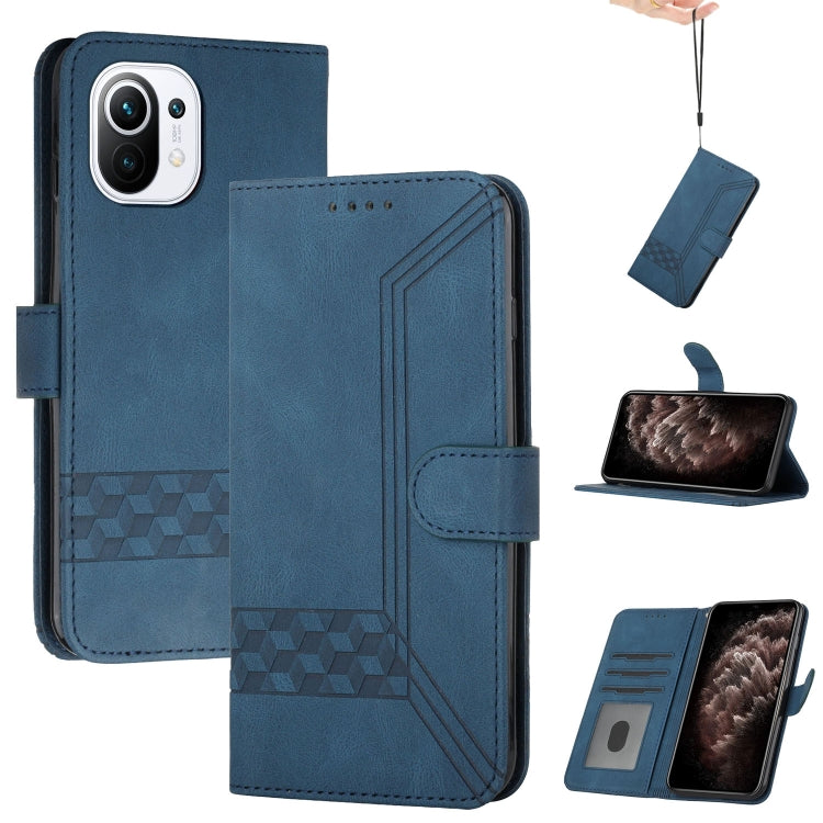 For Xiaomi Mi 11 Cubic Skin Feel Flip Leather Phone Case