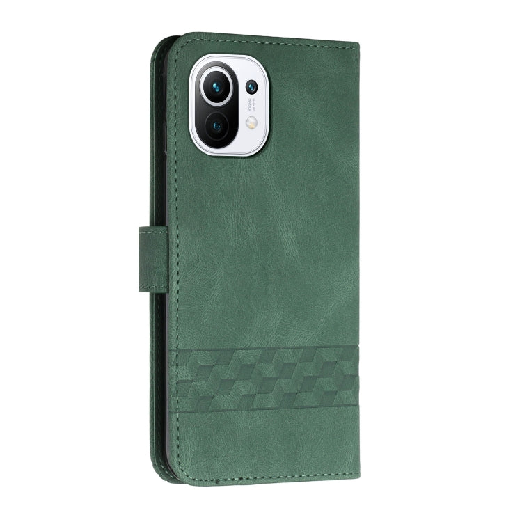 For Xiaomi Mi 11 Cubic Skin Feel Flip Leather Phone Case
