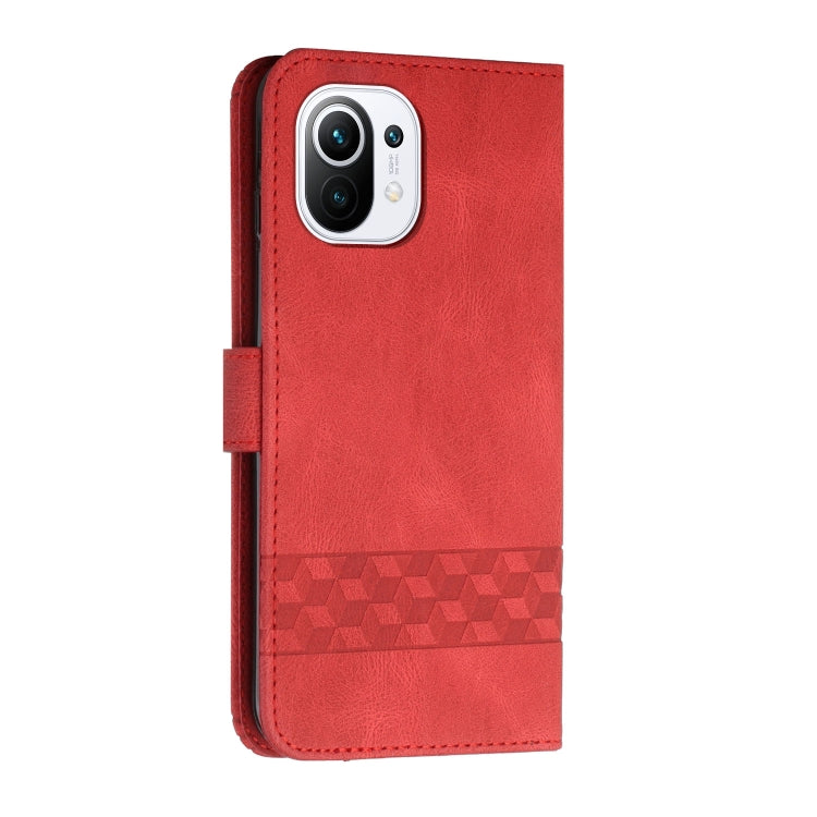 For Xiaomi Mi 11 Pro Cubic Skin Feel Flip Leather Phone Case