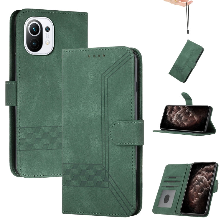 For Xiaomi Mi 11 Pro Cubic Skin Feel Flip Leather Phone Case
