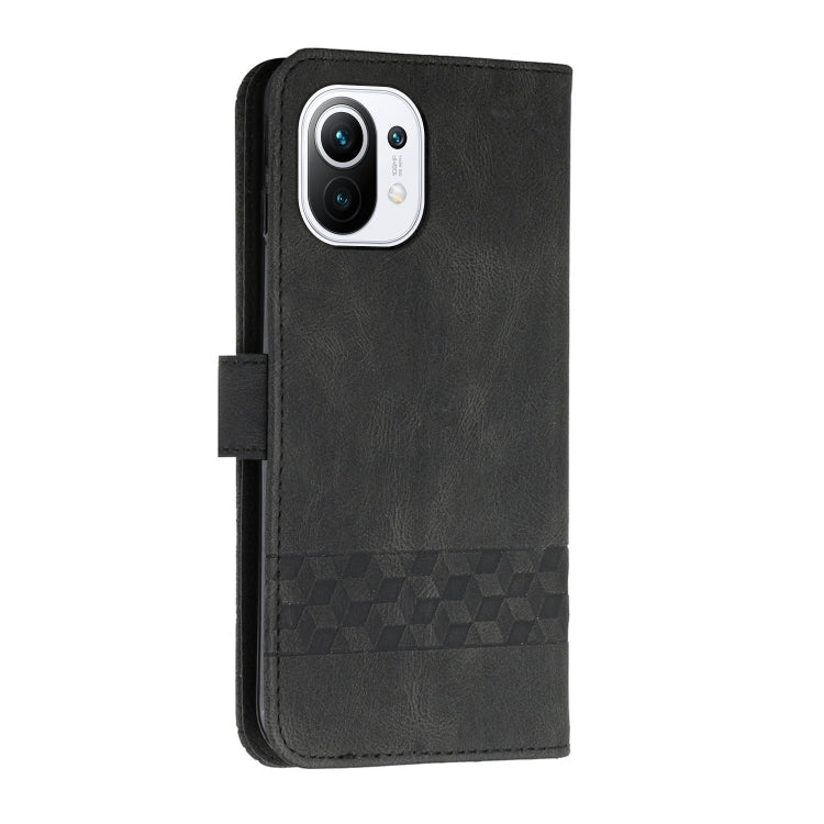 For Xiaomi Mi 11 Pro Cubic Skin Feel Flip Leather Phone Case