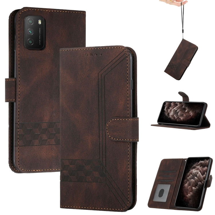 For Xiaomi Poco F3 Cubic Skin Feel Flip Leather Phone Case