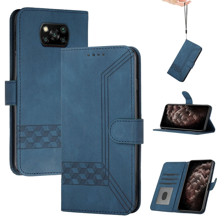 For Xiaomi Poco X3 NFC Cubic Skin Feel Flip Leather Phone Case