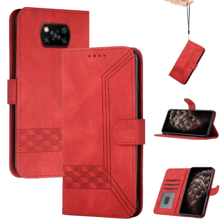 For Xiaomi Poco X3 NFC Cubic Skin Feel Flip Leather Phone Case