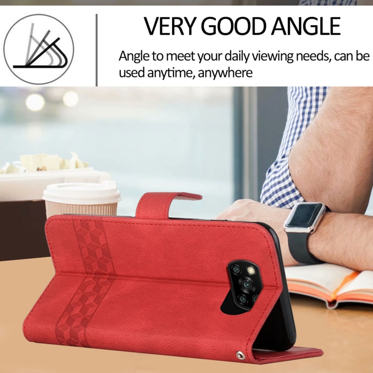 For Xiaomi Poco X3 NFC Cubic Skin Feel Flip Leather Phone Case