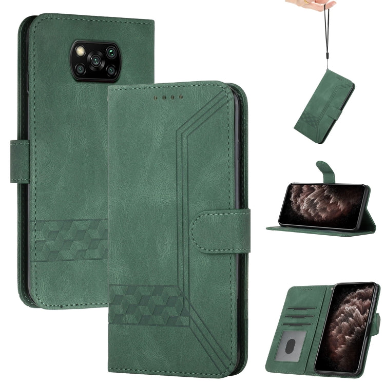 For Xiaomi Poco X3 NFC Cubic Skin Feel Flip Leather Phone Case