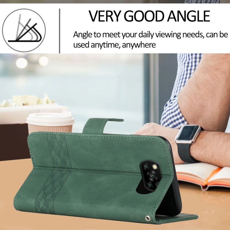 For Xiaomi Poco X3 NFC Cubic Skin Feel Flip Leather Phone Case