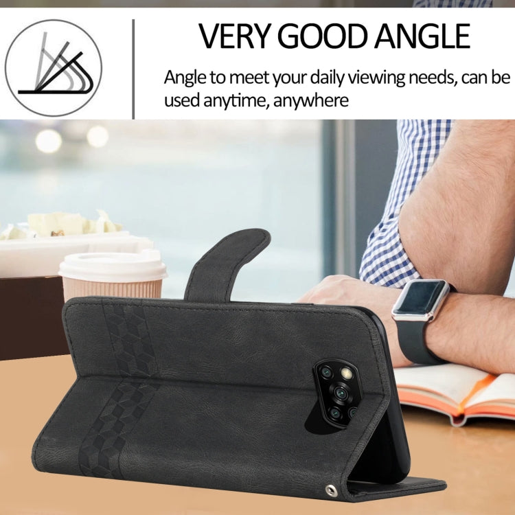 For Xiaomi Poco X3 NFC Cubic Skin Feel Flip Leather Phone Case