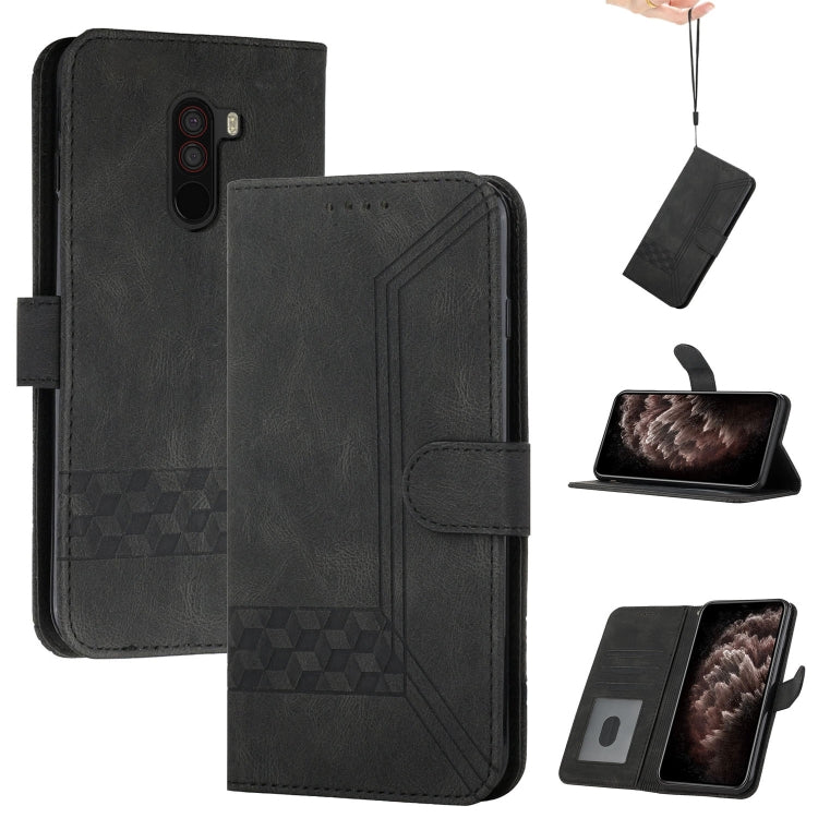 For Xiaomi Pocophone F1 Cubic Skin Feel Flip Leather Phone Case
