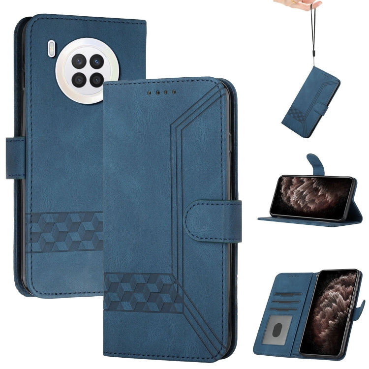For Huawei nova 8i Cubic Skin Feel Flip Leather Phone Case