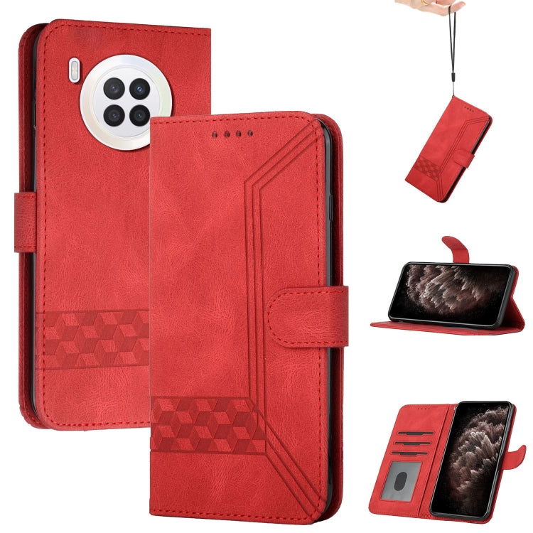 For Huawei nova 8i Cubic Skin Feel Flip Leather Phone Case