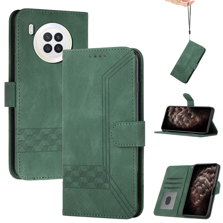 For Huawei nova 8i Cubic Skin Feel Flip Leather Phone Case