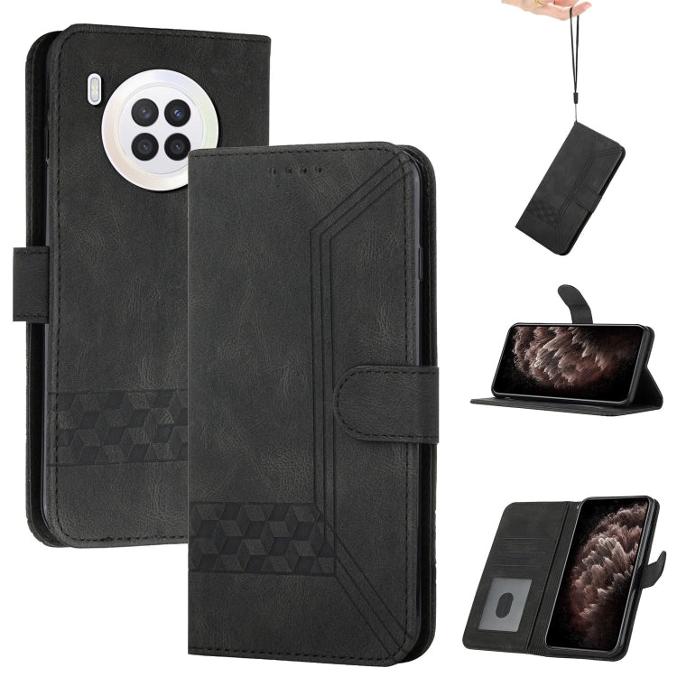 For Huawei nova 8i Cubic Skin Feel Flip Leather Phone Case
