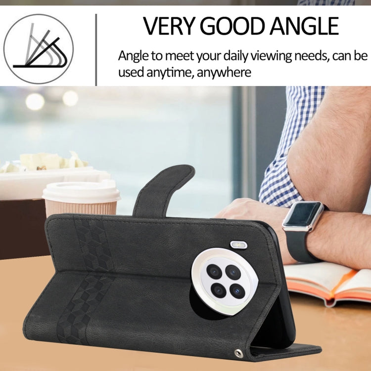 For Huawei nova 8i Cubic Skin Feel Flip Leather Phone Case