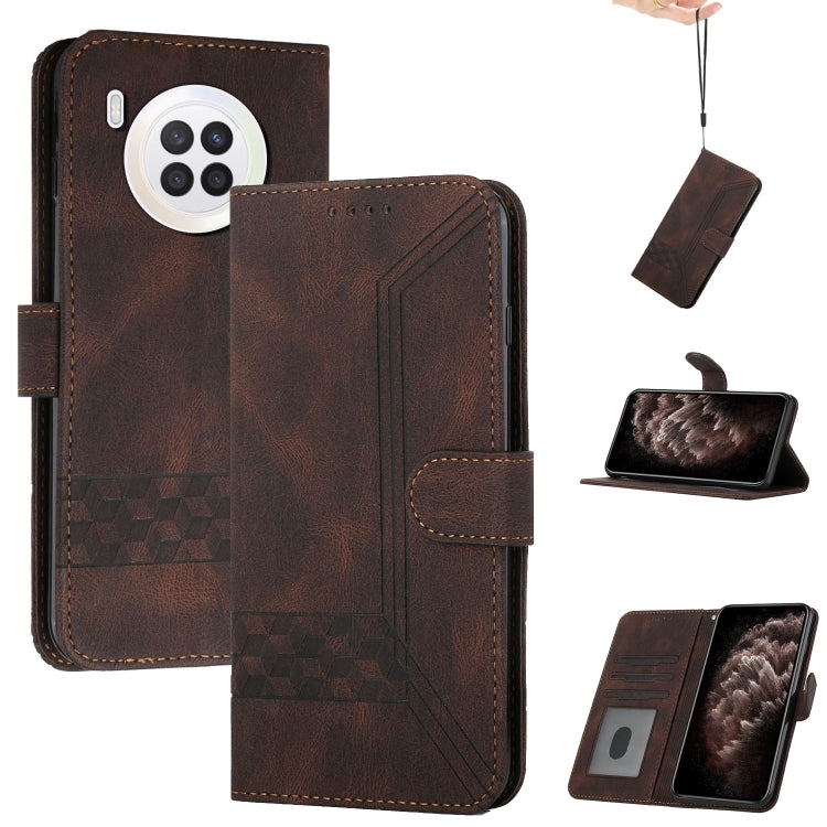 For Huawei nova 8i Cubic Skin Feel Flip Leather Phone Case