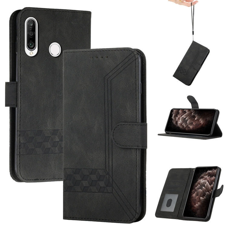 For Huawei P20 Lite Cubic Skin Feel Flip Leather Phone Case