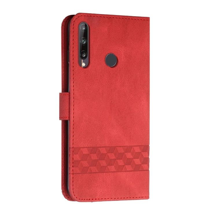 For Huawei P40 Lite E Cubic Skin Feel Flip Leather Phone Case