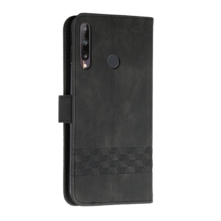 For Huawei P40 Lite E Cubic Skin Feel Flip Leather Phone Case
