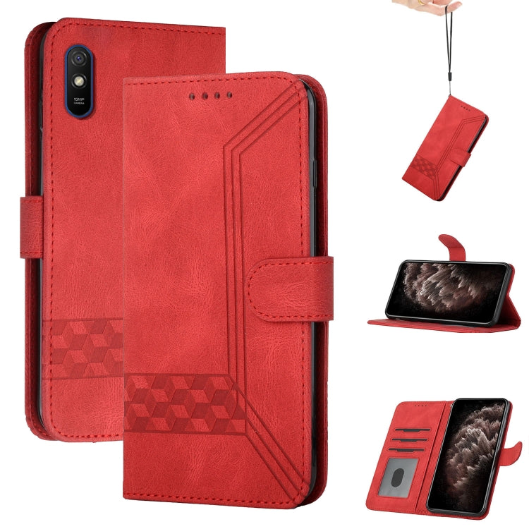For Huawei Y5 2019 Cubic Skin Feel Flip Leather Phone Case