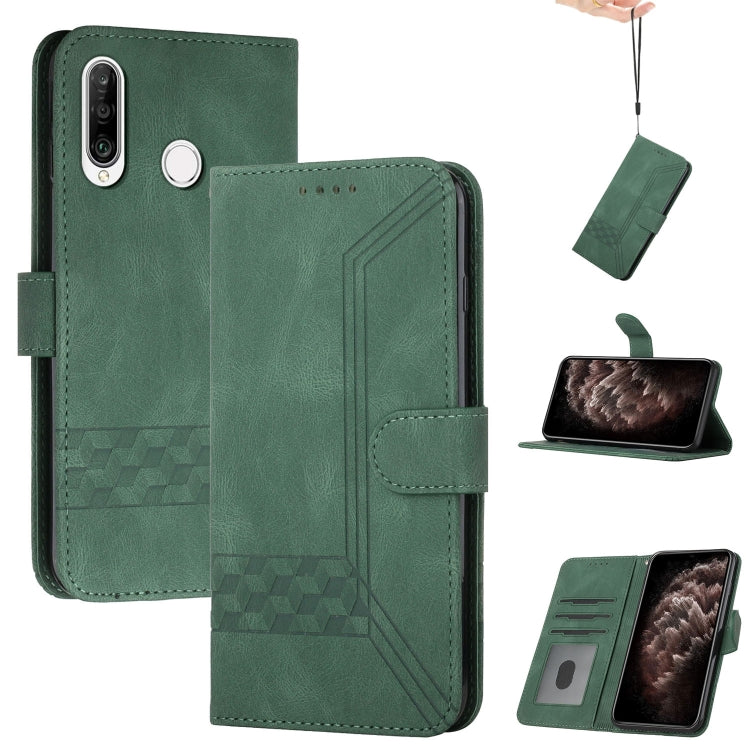 For Huawei Y7 2019 Cubic Skin Feel Flip Leather Phone Case