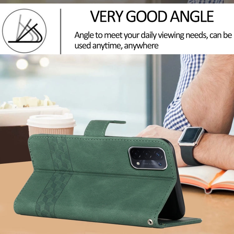 For OPPO A54 4G Cubic Skin Feel Flip Leather Phone Case