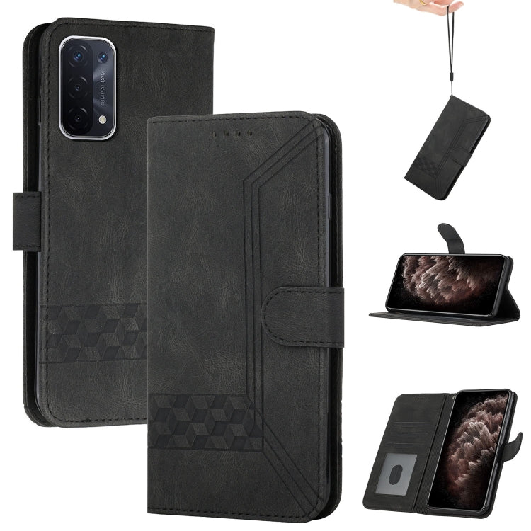 For OPPO A54 4G Cubic Skin Feel Flip Leather Phone Case