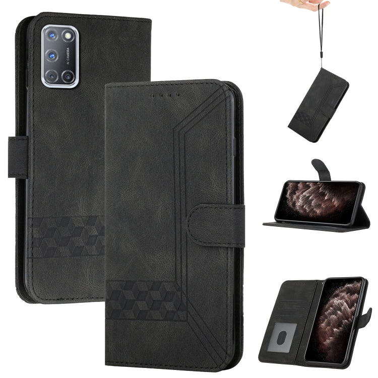 For OPPO A94 4G Cubic Skin Feel Flip Leather Phone Case