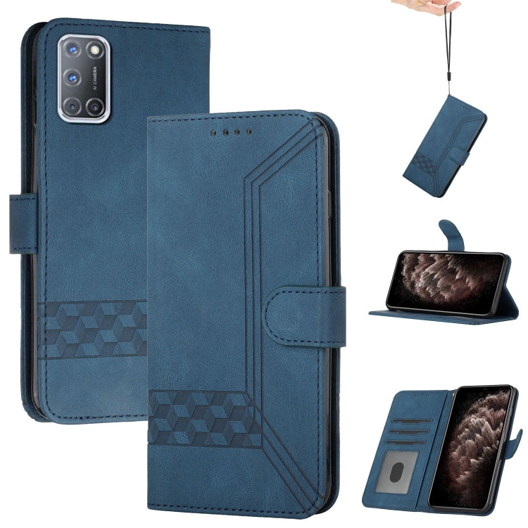 For OPPO A94 5G Cubic Skin Feel Flip Leather Phone Case