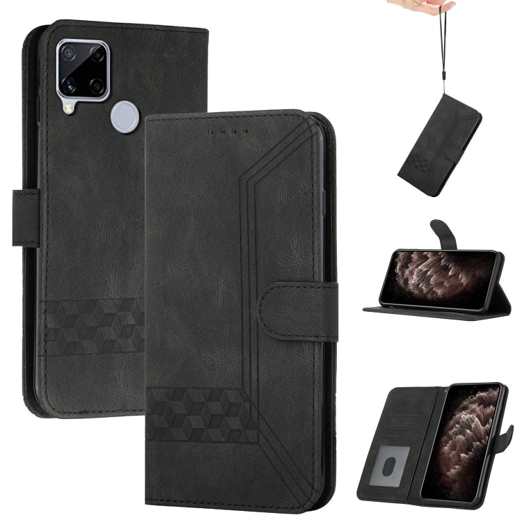 For OPPO Realme C12 / C15 Cubic Skin Feel Flip Leather Phone Case