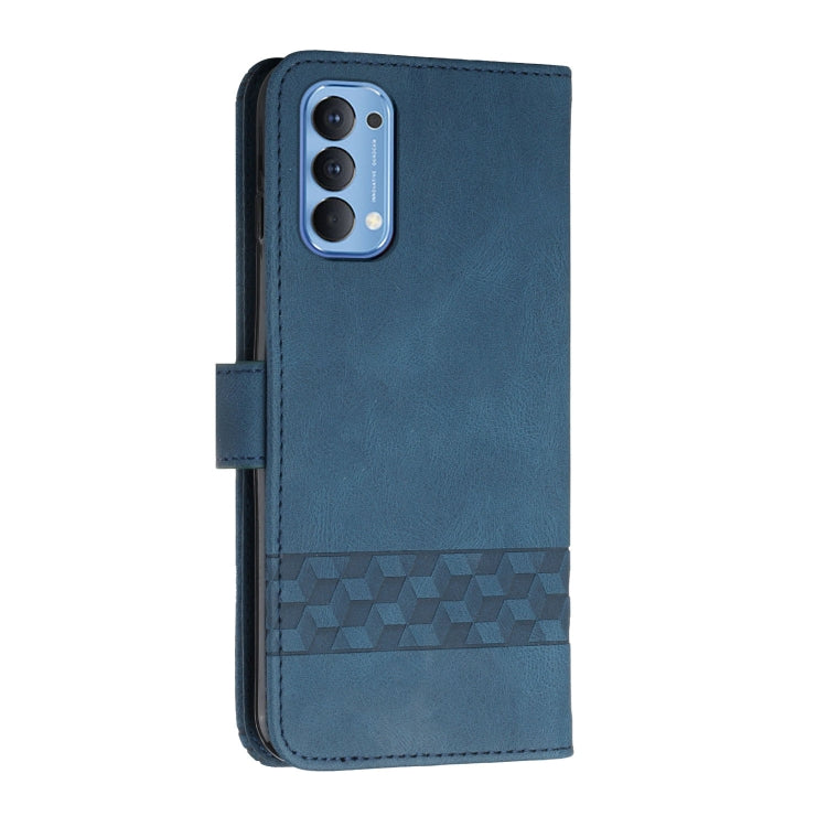 For OPPO Reno4 5G Cubic Skin Feel Flip Leather Phone Case