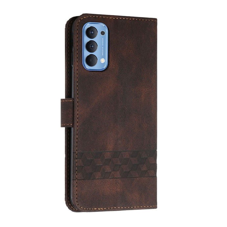 For OPPO Reno4 5G Cubic Skin Feel Flip Leather Phone Case