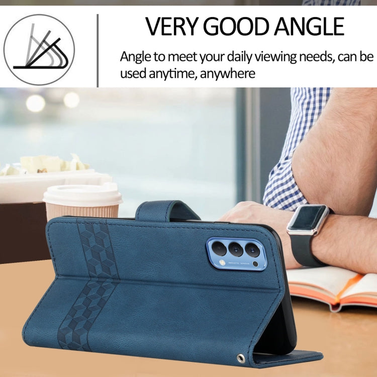 For OPPO Reno5 Cubic Skin Feel Flip Leather Phone Case