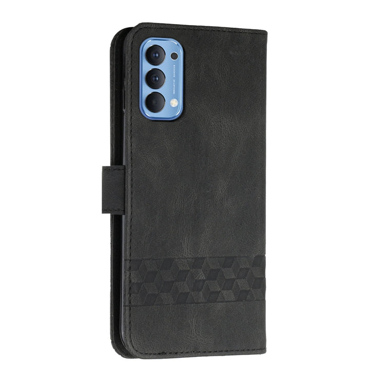 For OPPO Reno5 Cubic Skin Feel Flip Leather Phone Case