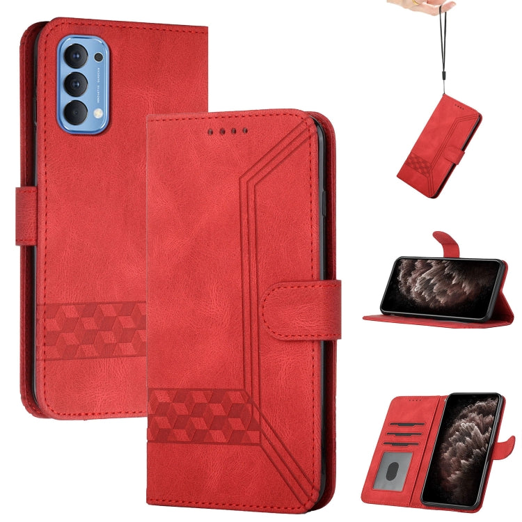 For OPPO Reno5 Pro 5G Cubic Skin Feel Flip Leather Phone Case
