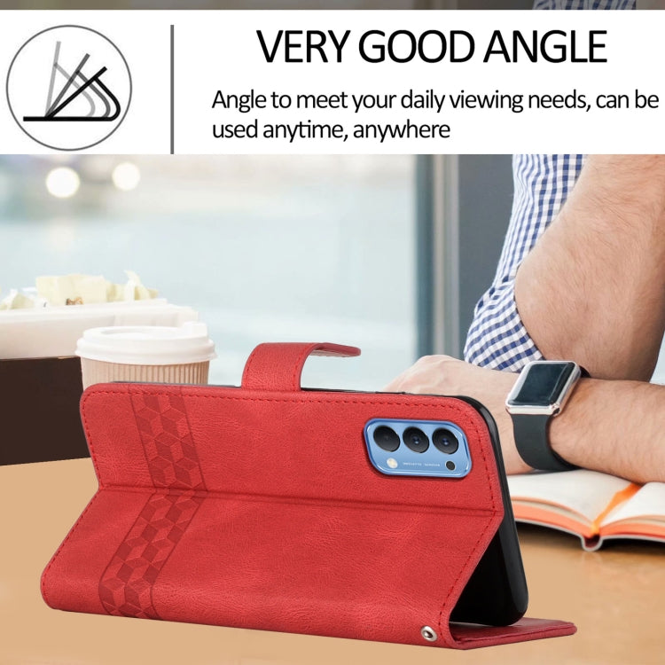 For OPPO Reno5 Pro 5G Cubic Skin Feel Flip Leather Phone Case