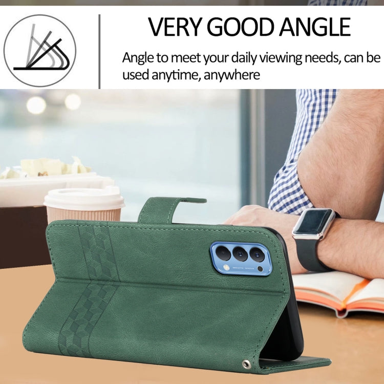 For OPPO Reno5 Pro 5G Cubic Skin Feel Flip Leather Phone Case