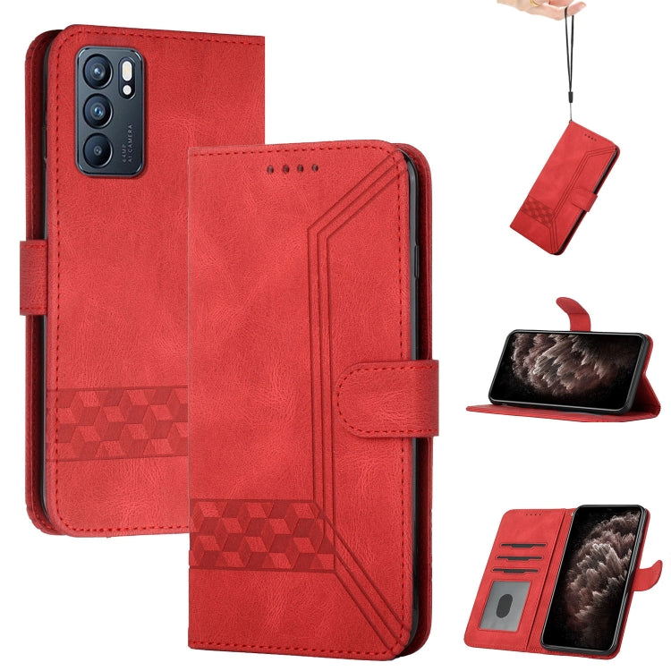 For OPPO Reno6 Pro 5G Cubic Skin Feel Flip Leather Phone Case