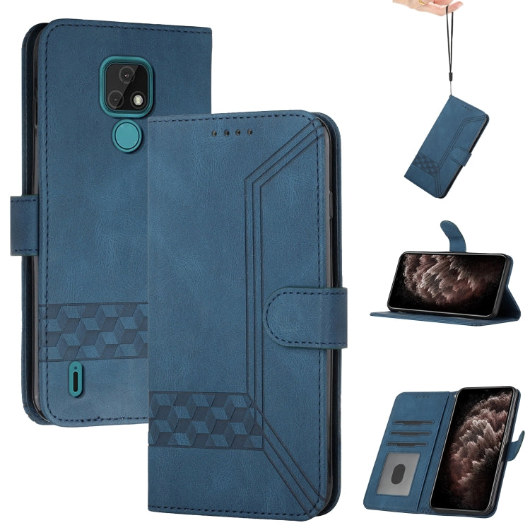 For Motorola Moto E7 Cubic Skin Feel Flip Leather Phone Case