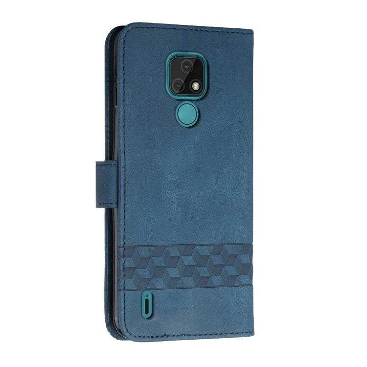 For Motorola Moto E7 Cubic Skin Feel Flip Leather Phone Case