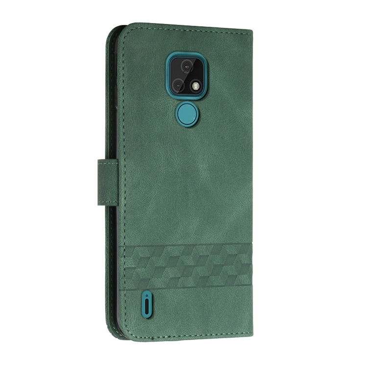 For Motorola Moto E7 Cubic Skin Feel Flip Leather Phone Case