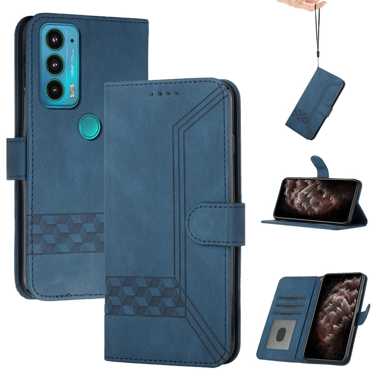 For Motorola Edge 20 Cubic Skin Feel Flip Leather Phone Case
