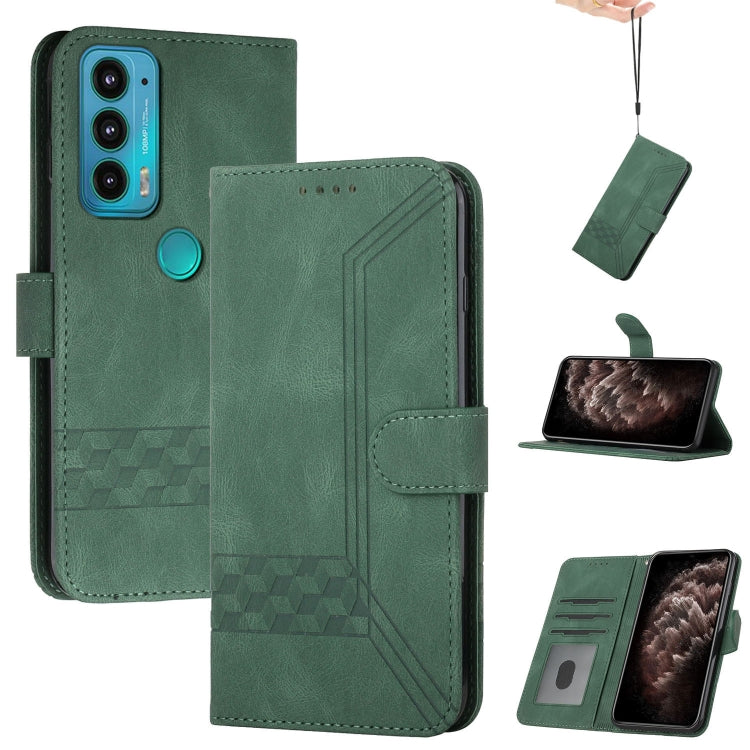 For Motorola Edge 20 Cubic Skin Feel Flip Leather Phone Case