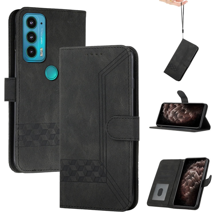For Motorola Edge 20 Cubic Skin Feel Flip Leather Phone Case