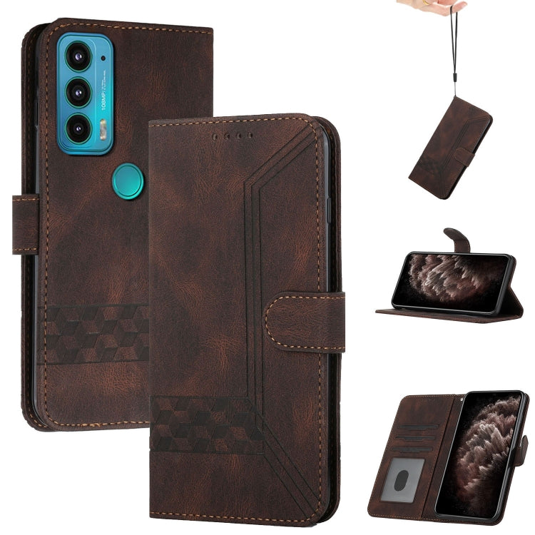 For Motorola Edge 20 Cubic Skin Feel Flip Leather Phone Case