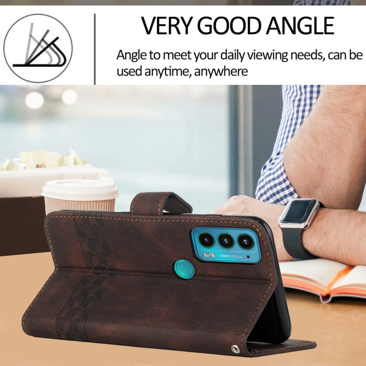 For Motorola Edge 20 Cubic Skin Feel Flip Leather Phone Case