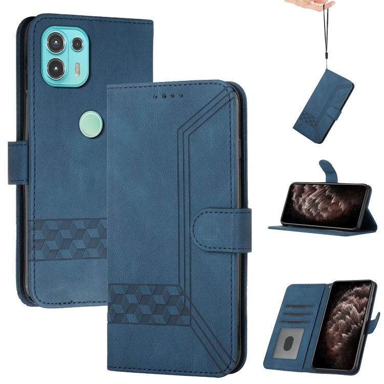 For Motorola Edge 20 Lite Cubic Skin Feel Flip Leather Phone Case