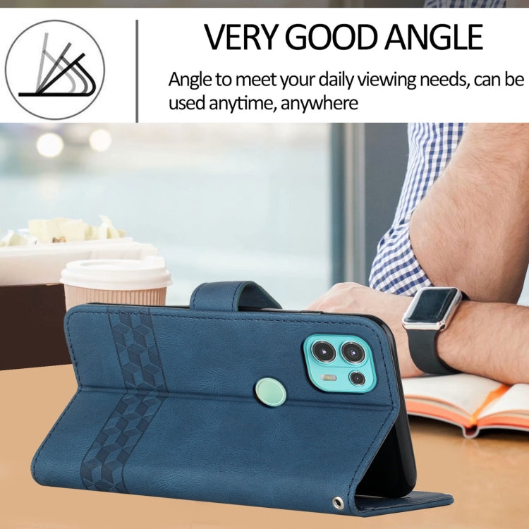 For Motorola Edge 20 Lite Cubic Skin Feel Flip Leather Phone Case